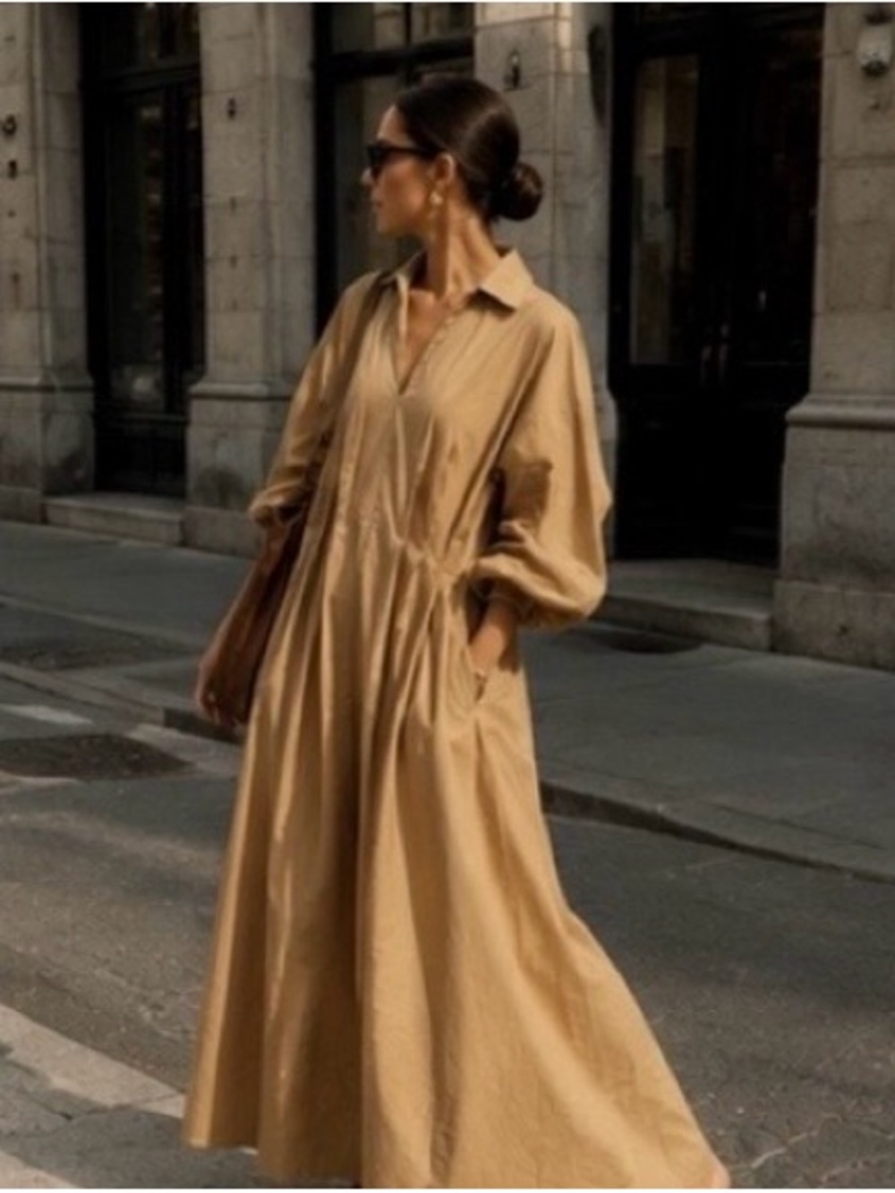 Impérial Classic Taupe Maxi Dress with Dolman Sleeve - Medium